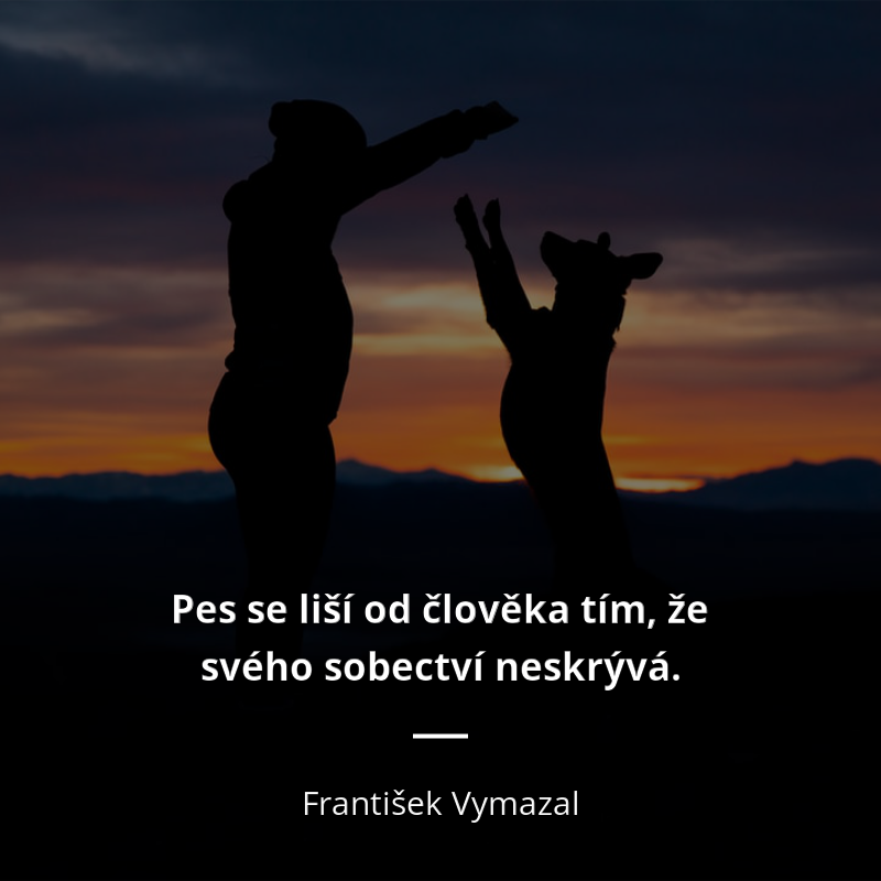 František Vymazal citát: „Pes se liší od člověka tím, že svého sobectví neskrývá.“
