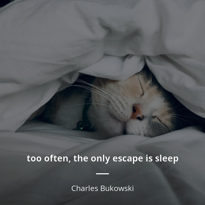 Charles Bukowski citát: “too often, the only escape is sleep”