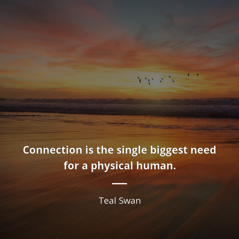 Teal Swan citát: “Connection is the single biggest need for a physical human.”