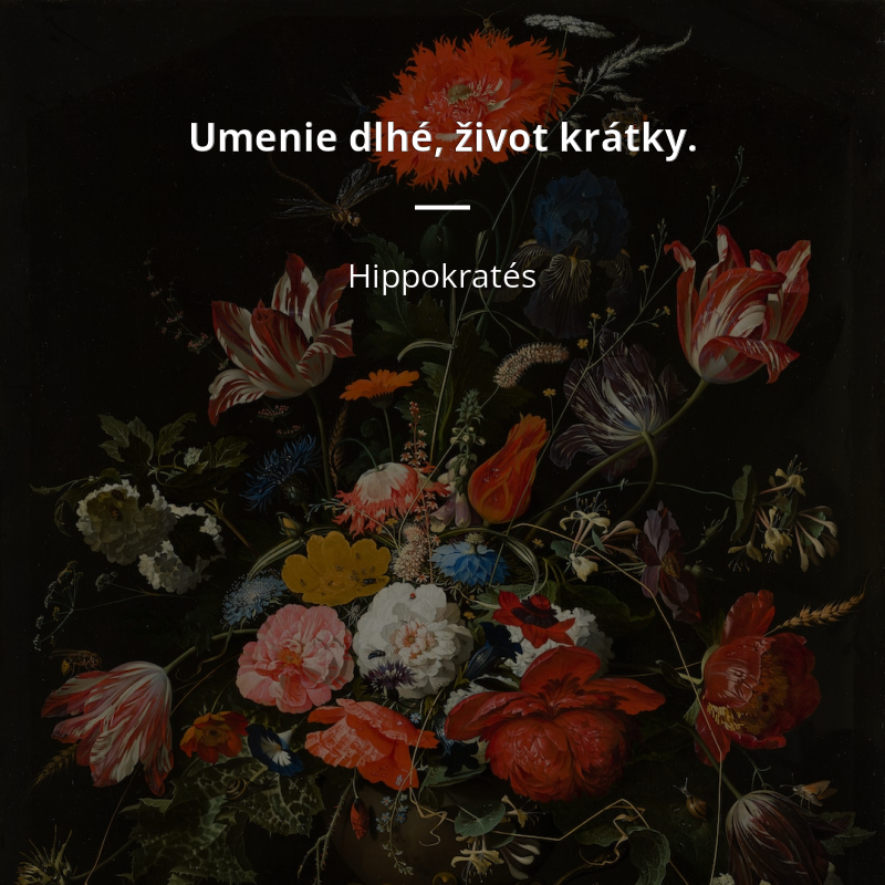 Hippokratés citát: „Umenie dlhé, život krátky.“