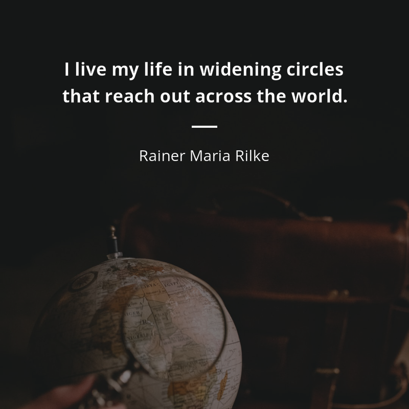Rainer Maria Rilke citát: “I live my life in widening circles that reach out across the world.”