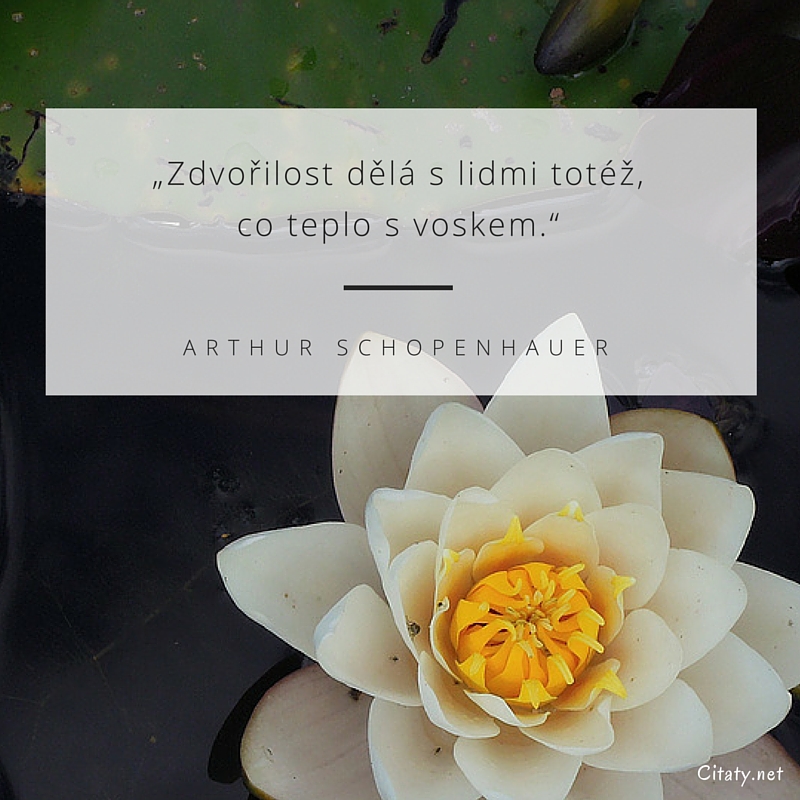 Arthur Schopenhauer citát: „Zdvořilost dělá s lidmi totéž, co teplo s voskem.“